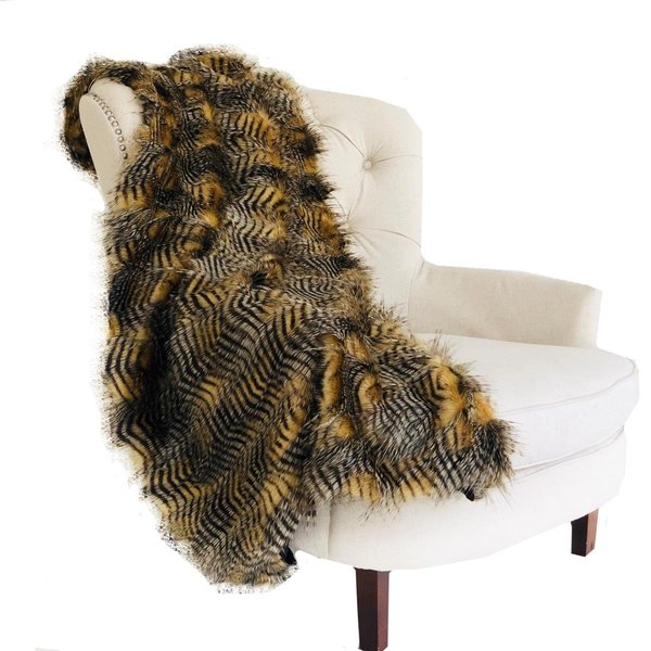 Plutus Brands Plutus Brands PBEZ1779-3660-TC 36 x 60 in. Brown & Grey Porcupine Mocha Faux Fur Luxury Throw PBEZ1779-3660-TC